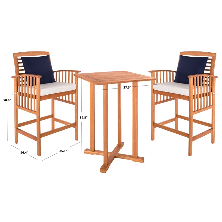 Kirsta 2 - Person Square Outdoor Dining Set with Cushions