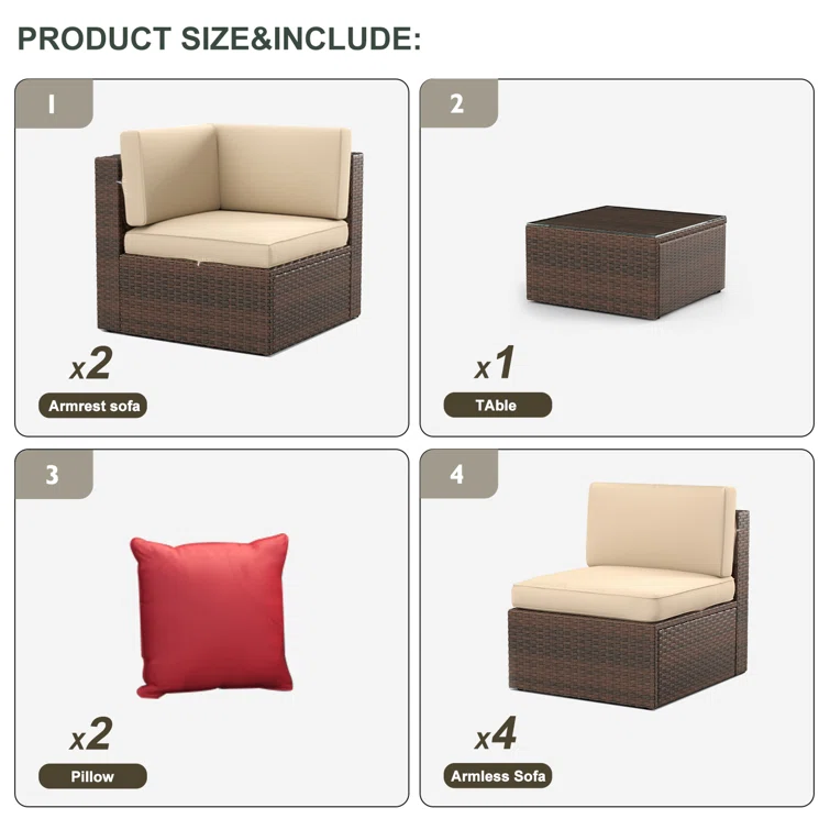 Medan 6 - Person Outdoor Seating Group with Cushions