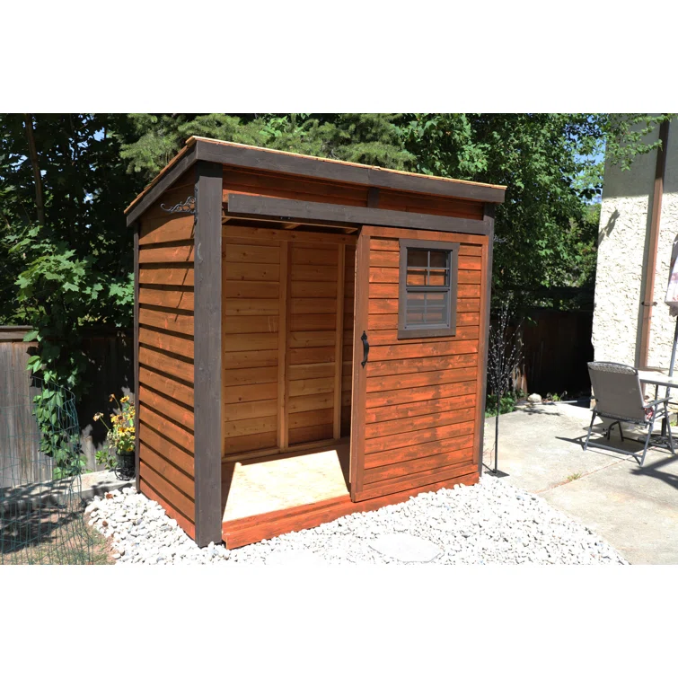 8 ft. W x 4 ft. D Sliding Door Cedar Wood Storage Shed