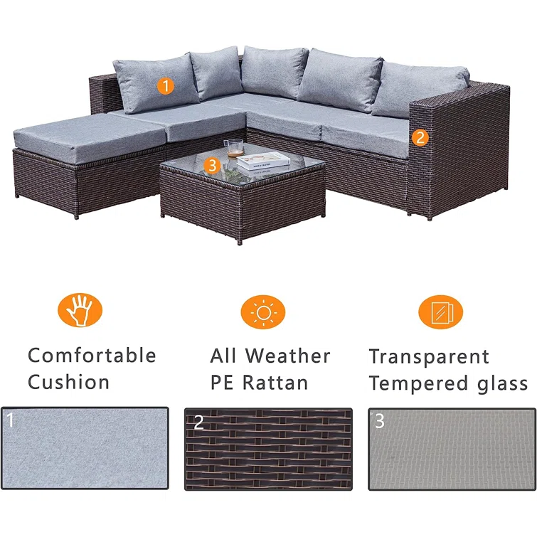5 - Person Outdoor Seating Group with Cushions
