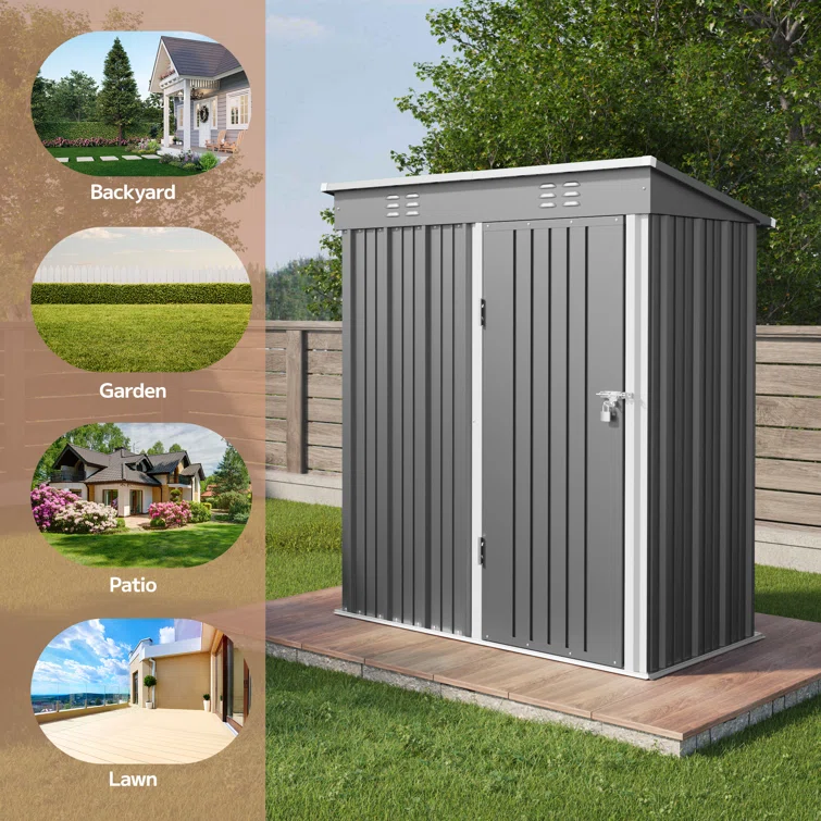 5 ft. W x 3 ft. D Metal Vertical Storage Shed