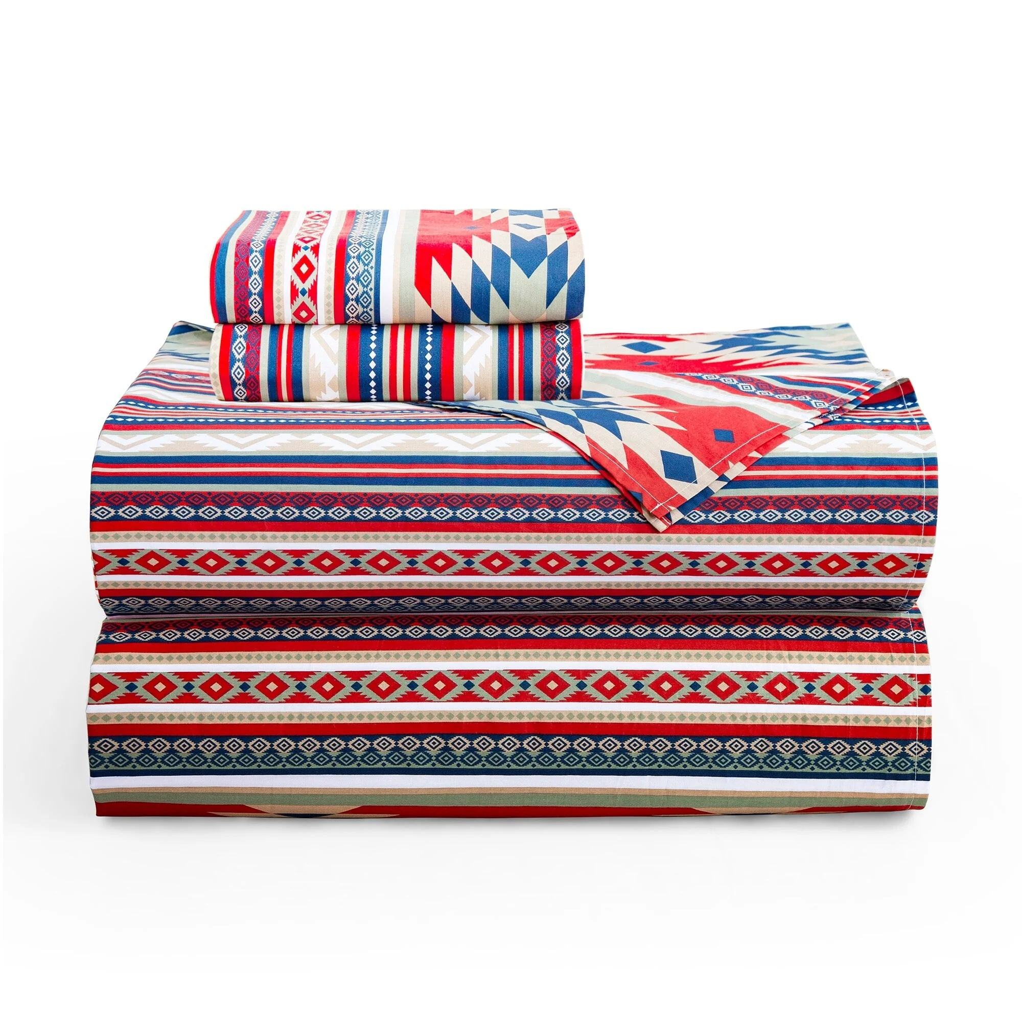Paseo Road Del Sol Aztec Western Bedding 200TC Printed Cotton 4 Piece Sheet Set