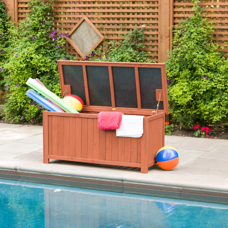 Leisure Season 50'' W 12 Gallons Water Resistant Solid Wood Deck Box in Brown