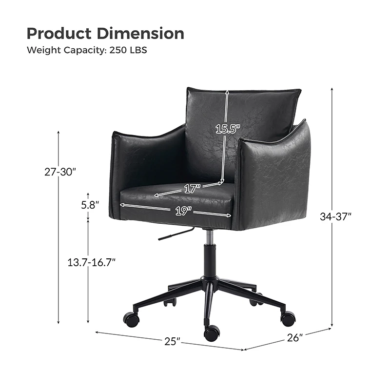 Fabius Mid-Century Modern Height-Adjustable Swivel Office Chair
