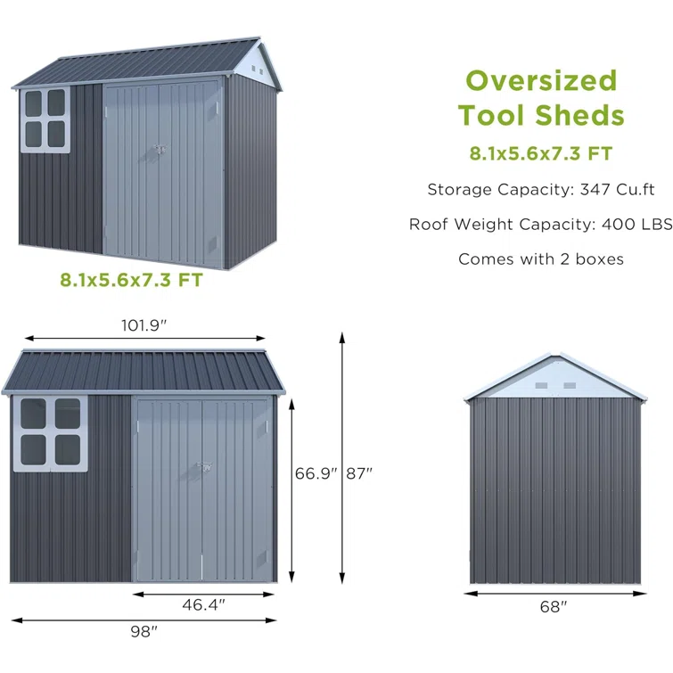 Nordic Cottage 8 ft. W x 6 ft. D Metal Storage Shed