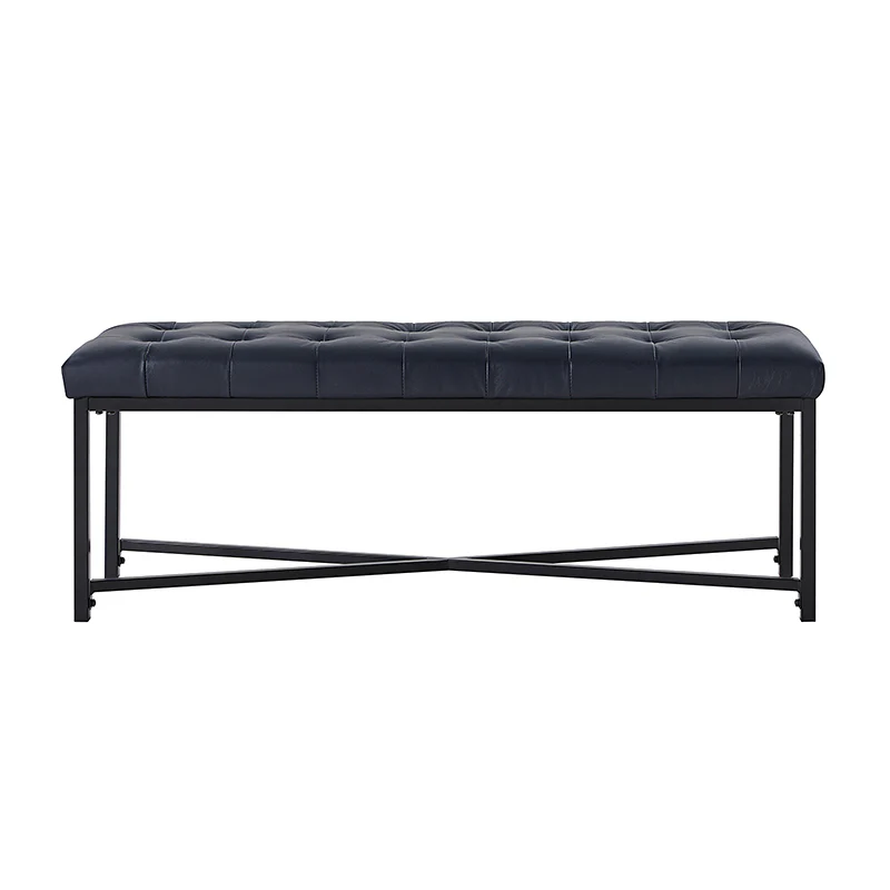 Arnold Versatile Elegance: Genuine Leather Bench with Button-Tufted Design