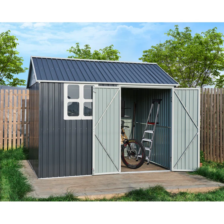 10 ft. W x 8 ft. D Metal Corner Storage Shed