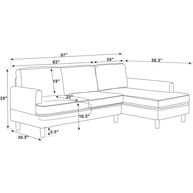 Aristotele 2 - Piece Corduroy Sectional