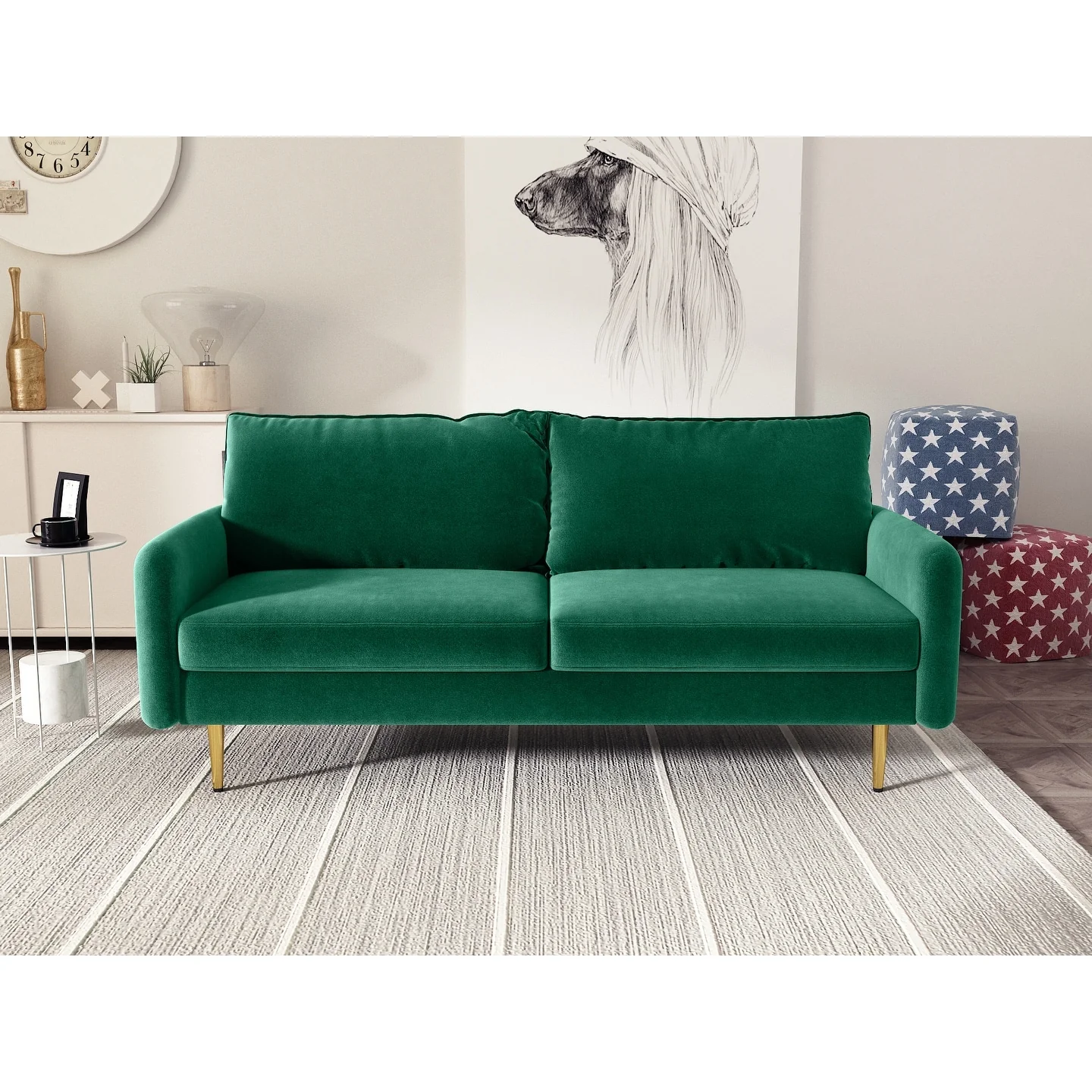 70'' Velvet Square Arm Sofa