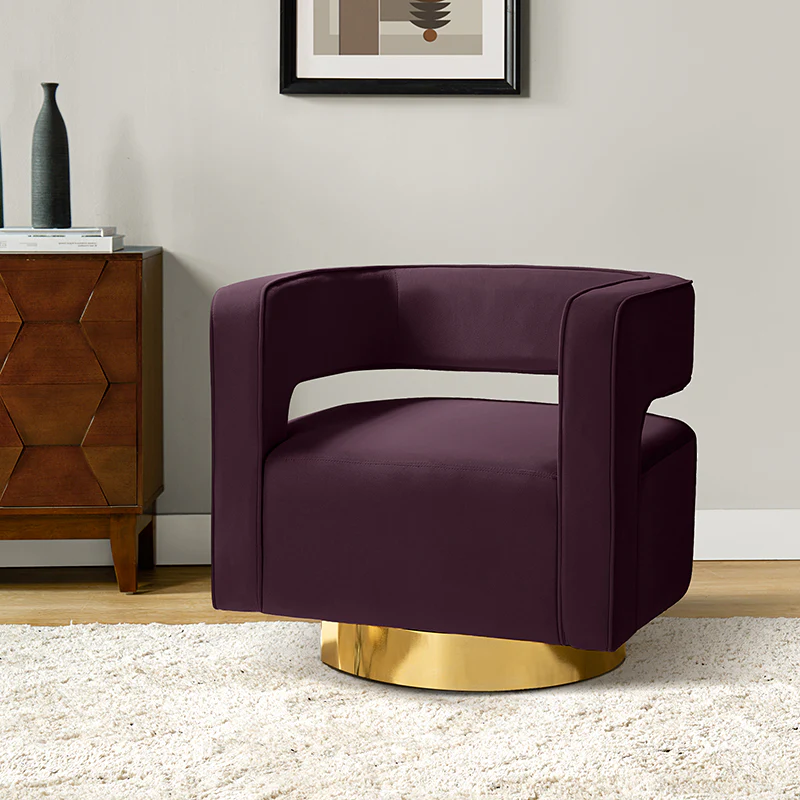 Agata Velvet Swivel Barrel Armchair