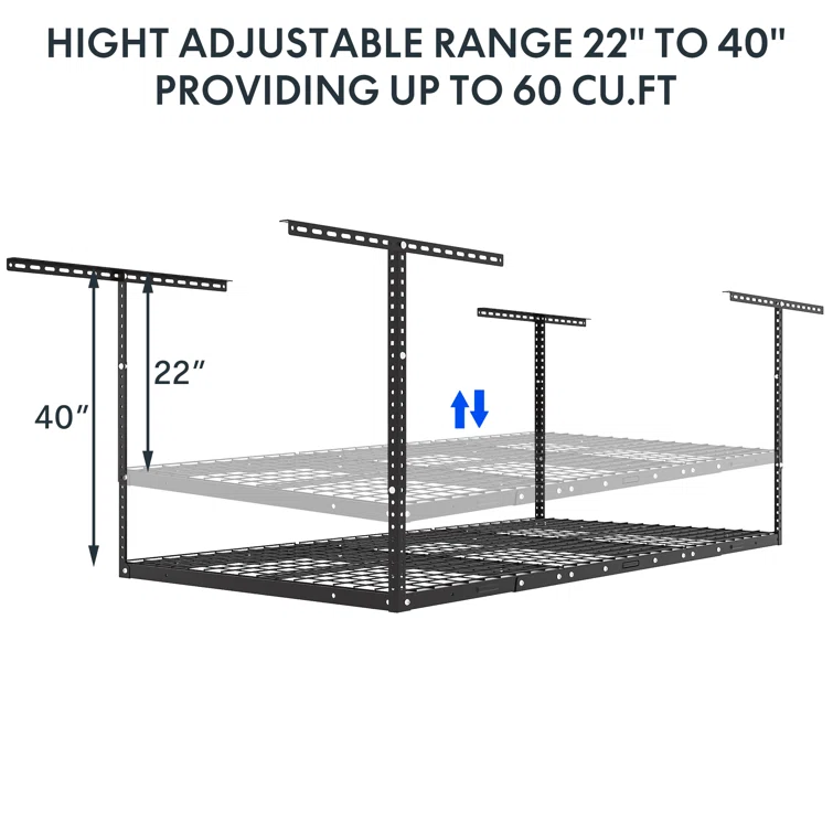 Mashiya Steel Height -Adjustable Ceiling Mounted Rack