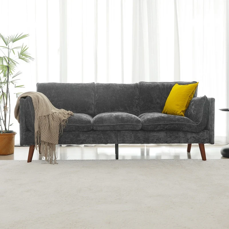 Hansabenne 82 Inch Sofa 3 Piece Modular Upholstered Sofa with Soft Pillow Back Detachable Cushions 3 Seat