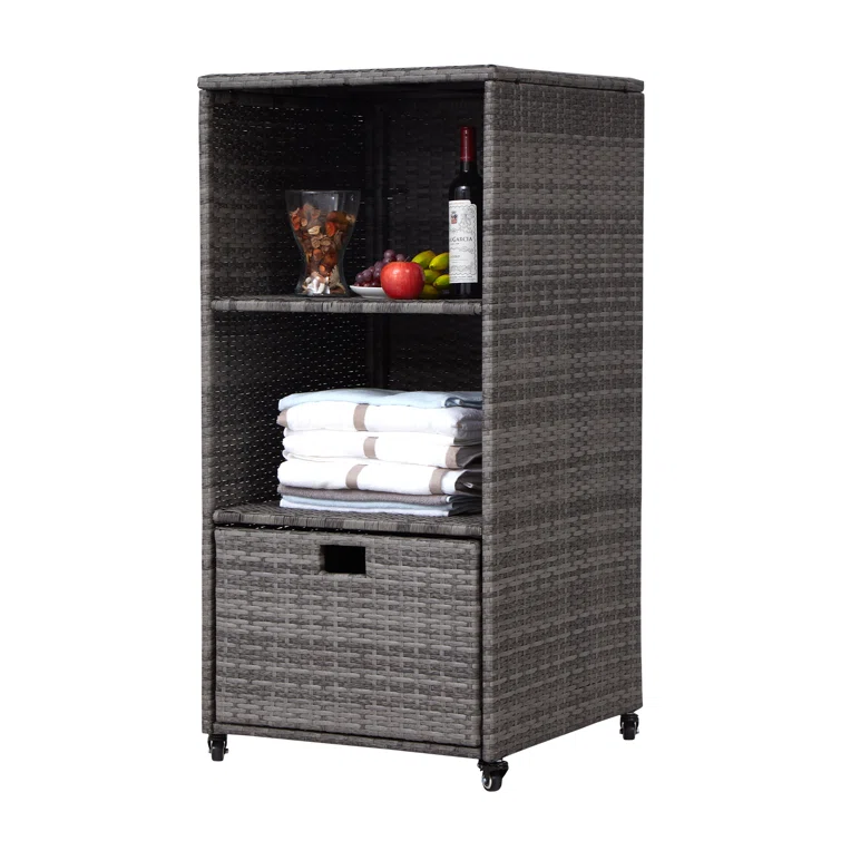 Kinbor 23.6'' W 117 Gallons Wicker Towel Valet with Wheels