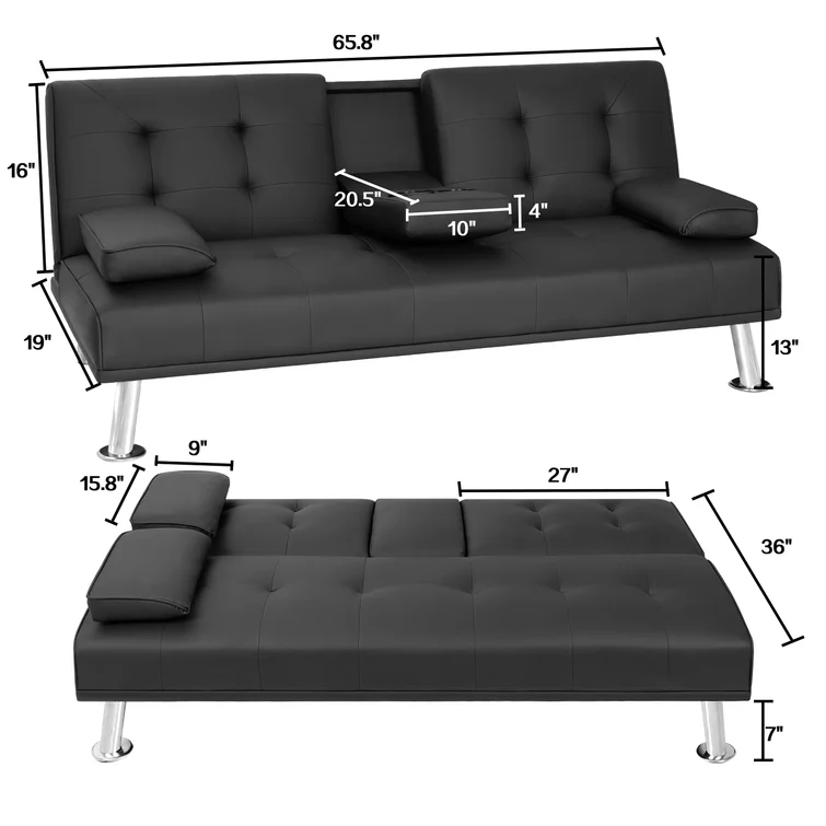 Abbigale 65.8'' Faux Leather Reclining Sleeper Sofa