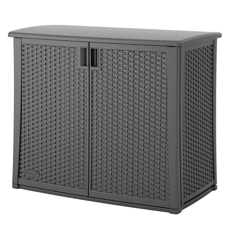 Suncast 97 Gallon Resin Lockable Cabinet Deck Box in Gray