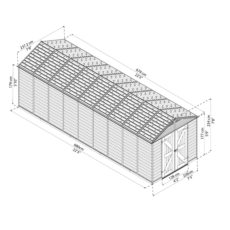 SkyLight 7 ft. W x 22 ft. D Plastic Storage Shed