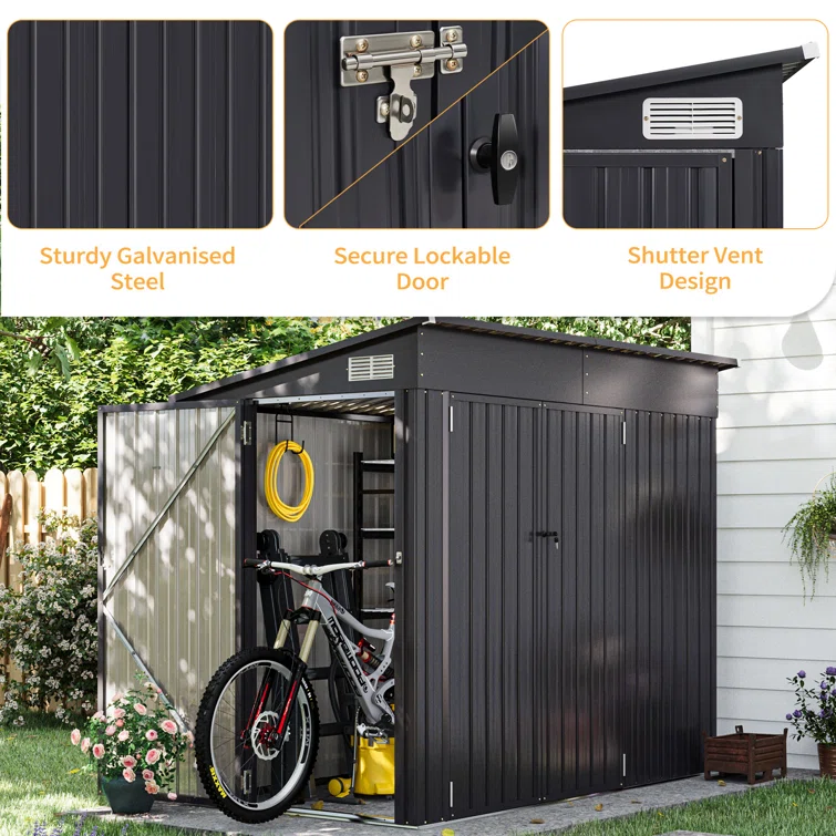 4' X 8' Shed Outdoor Storage Shed With Triple Lockable Door