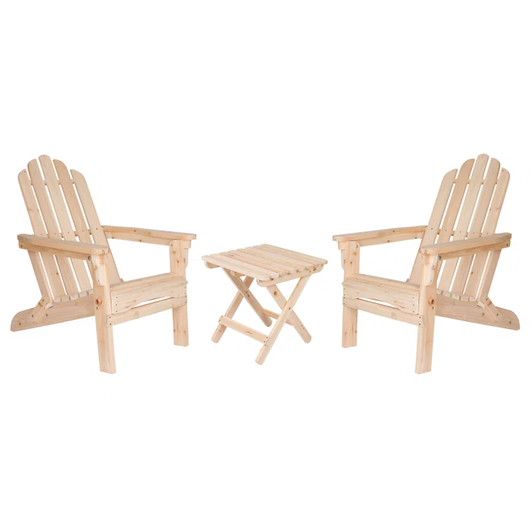 Breeona Wood Folding Adirondack Chairs with Folding Table Set