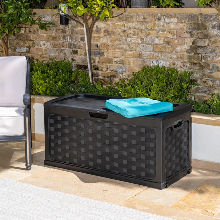 Rebrilliant Kiden 45.7'' W 88 Gallons Plastic Lockable Deck Box with Wheels