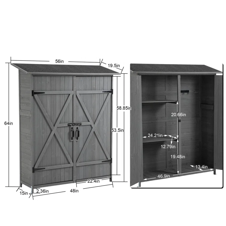 Outdoor 4 ft. 5 in. W x 1 ft. 5in. D Solid Wood Lean-to Storage Shed