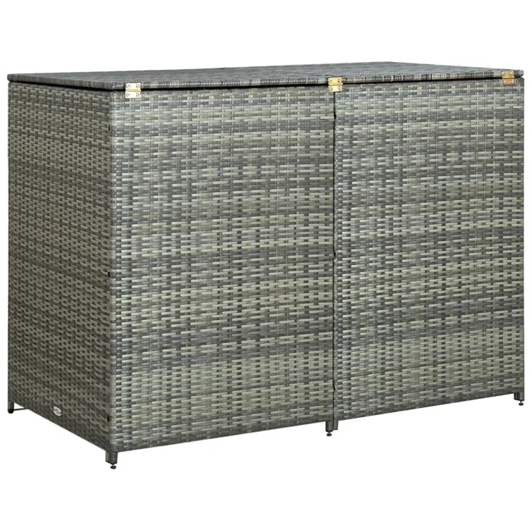 Double Wheelie Bin Shed Poly Rattan Anthracite/Black Outdoor Garbage