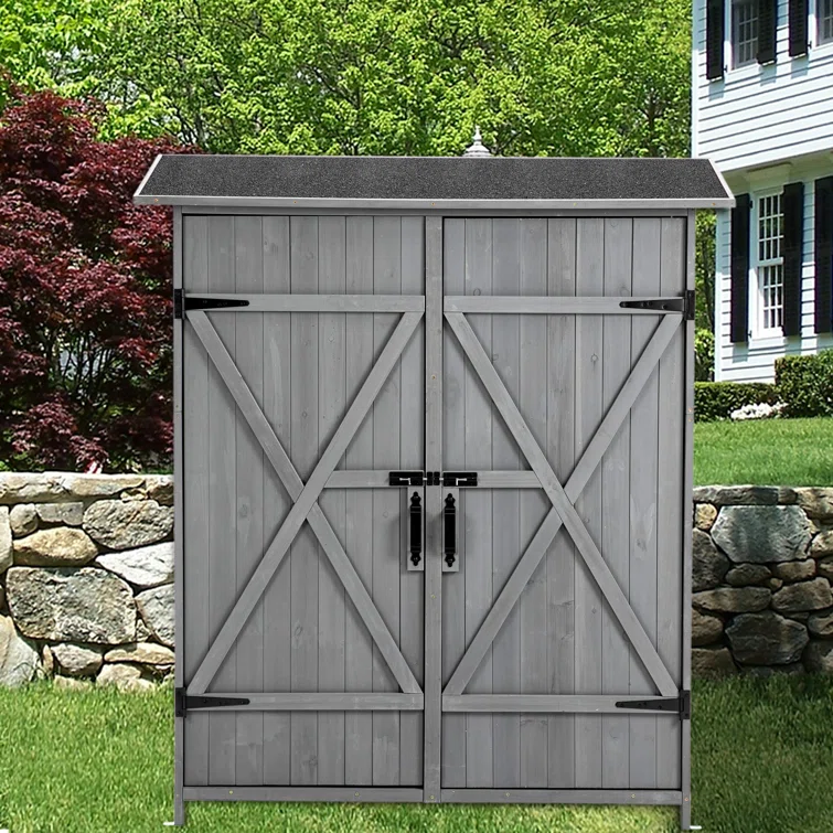 4.6 ft. W x 1.3 ft. D Solid Wood Lean-To Tool Shed Garden Shed Wood Outdoor Cabinet