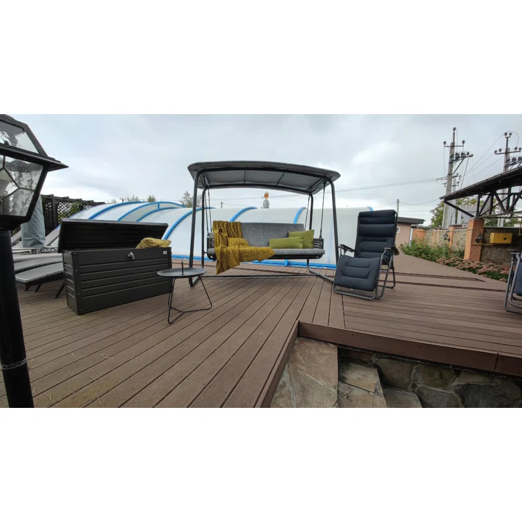 Biohort LeisureTime 51 Gallon Water Resistant Metal Deck Box with Lock in Dark Gray