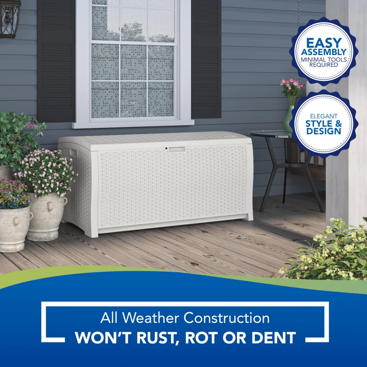 Suncast 50'' W 99 Gallons Water Resistant Resin Lockable Deck Box in White