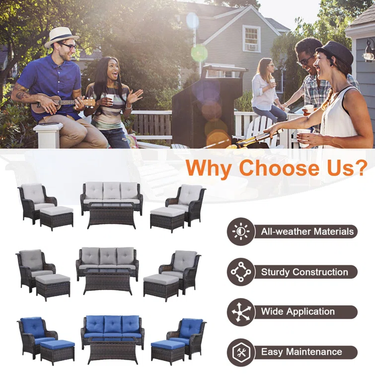 Carolina 5 - Person Outdoor Seating Group with Cushions