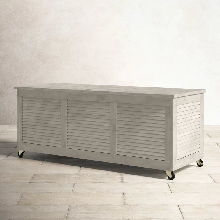 Birch Lane™ 47.2'' W 50 Gallons Solid Wood Eucalyptus Deck Box with Wheels