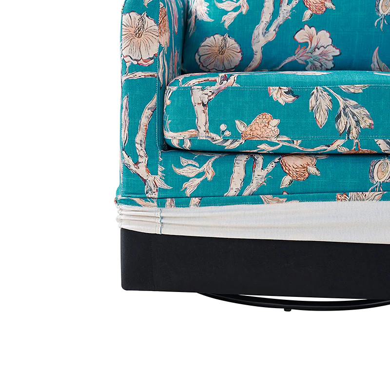 Claudius Upholstered Slipcovered Swivel Barrel Chair