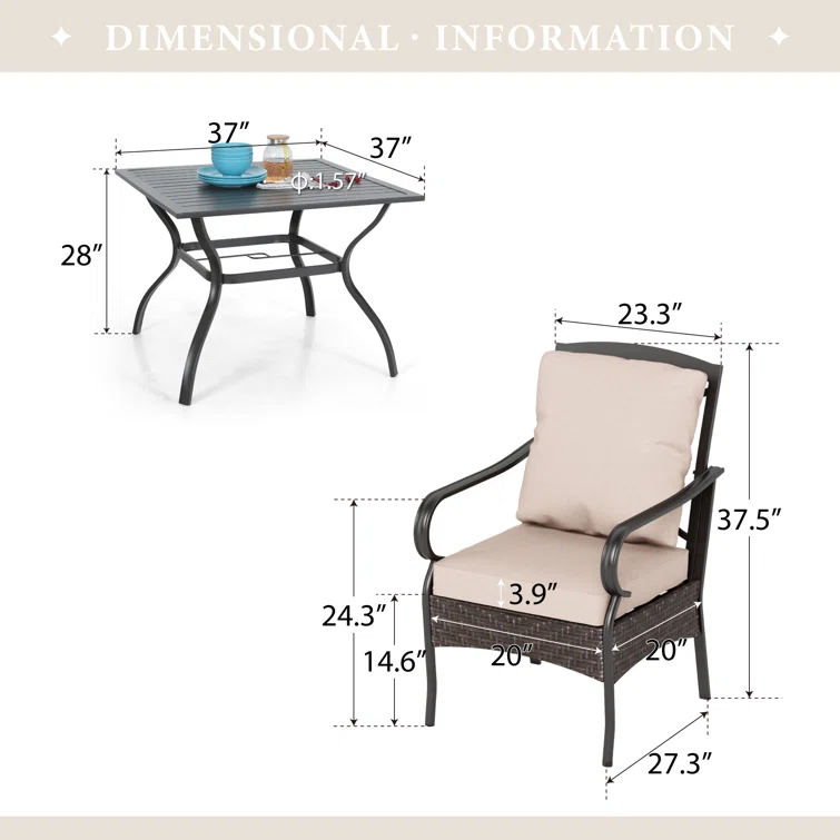 Armisha 4 - Person Square Outdoor Dining Set with Cushions