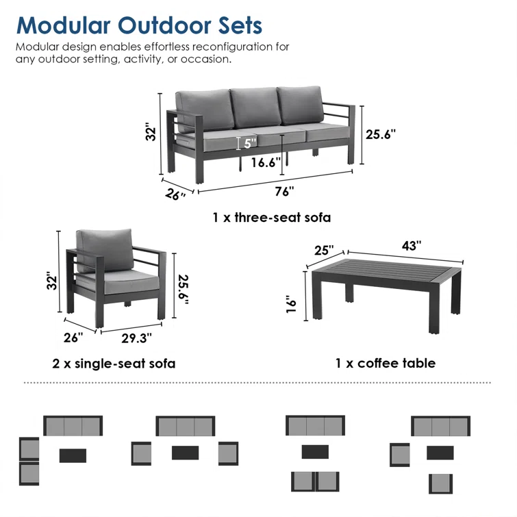 5 - Person Outdoor Seating Group with Cushions