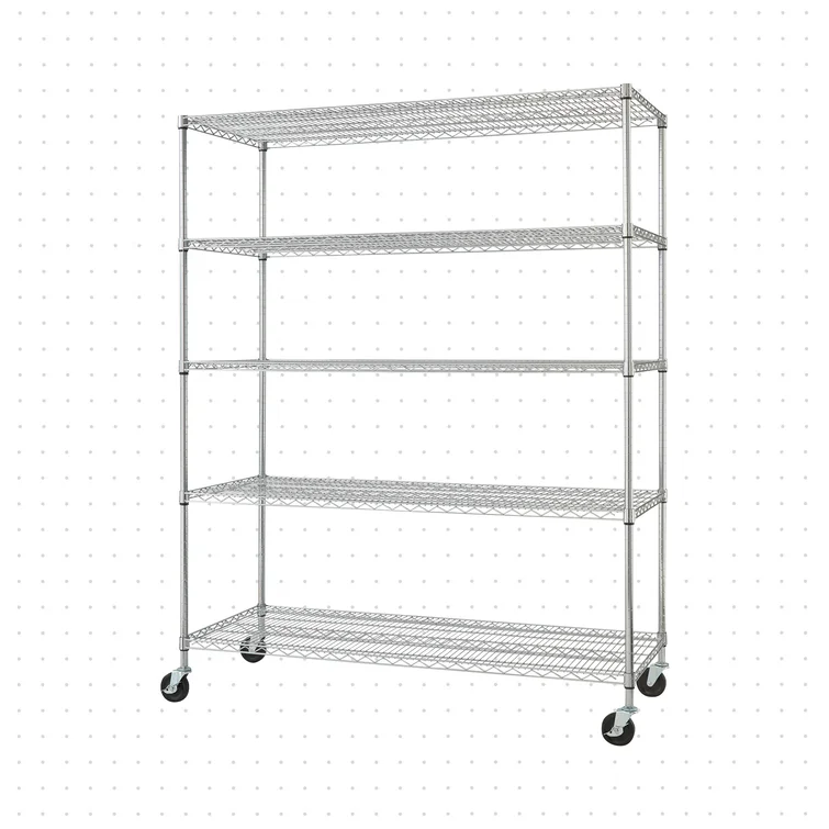 Aimee 60'' W Steel Height -Adjustable Shelving Unit with Wheels
