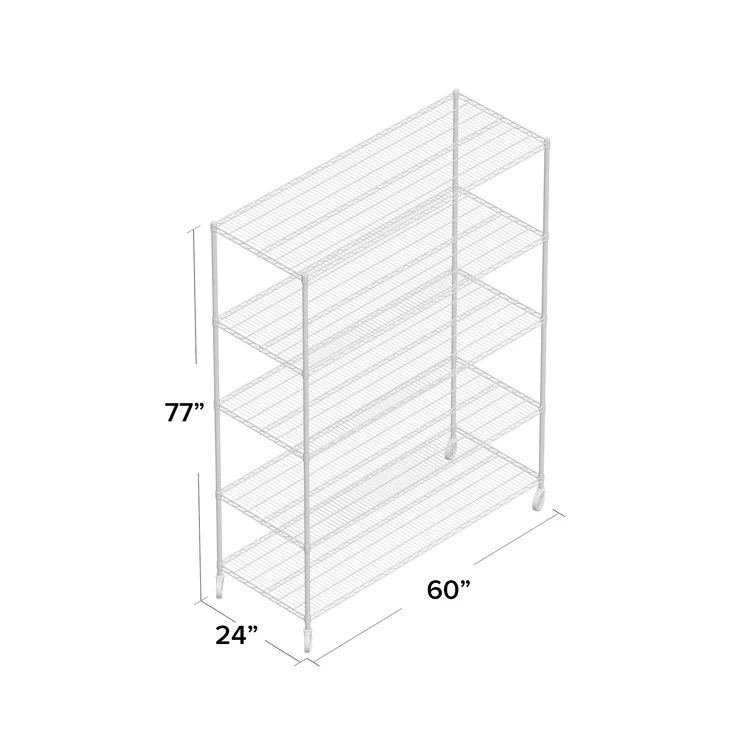 Aimee 60'' W Steel Height -Adjustable Shelving Unit with Wheels