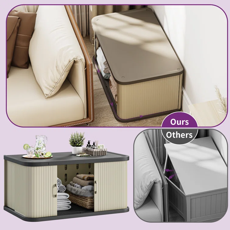 Balconera 35.4'' W 50 Gallons Water Resistant Resin Cabinet Deck Box in Beige