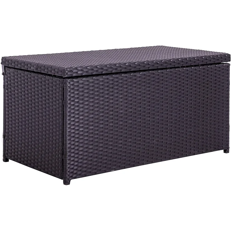 Aura Outdoor 40.16'' W 60 Gallons Wicker Deck Box in Black