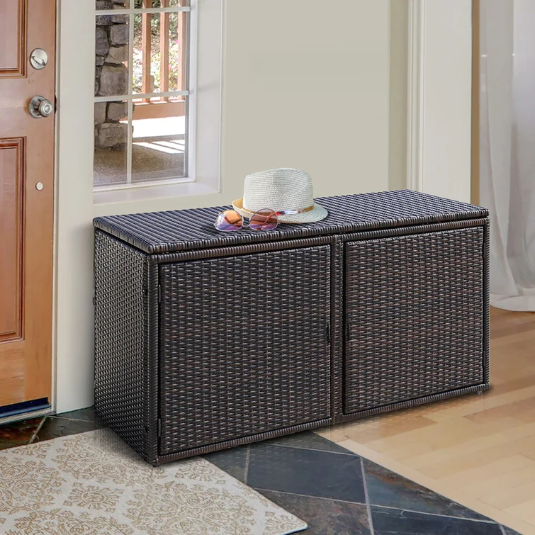 Costway 45'' W 88 Gallons Cabinet Deck Box in Mix Brown