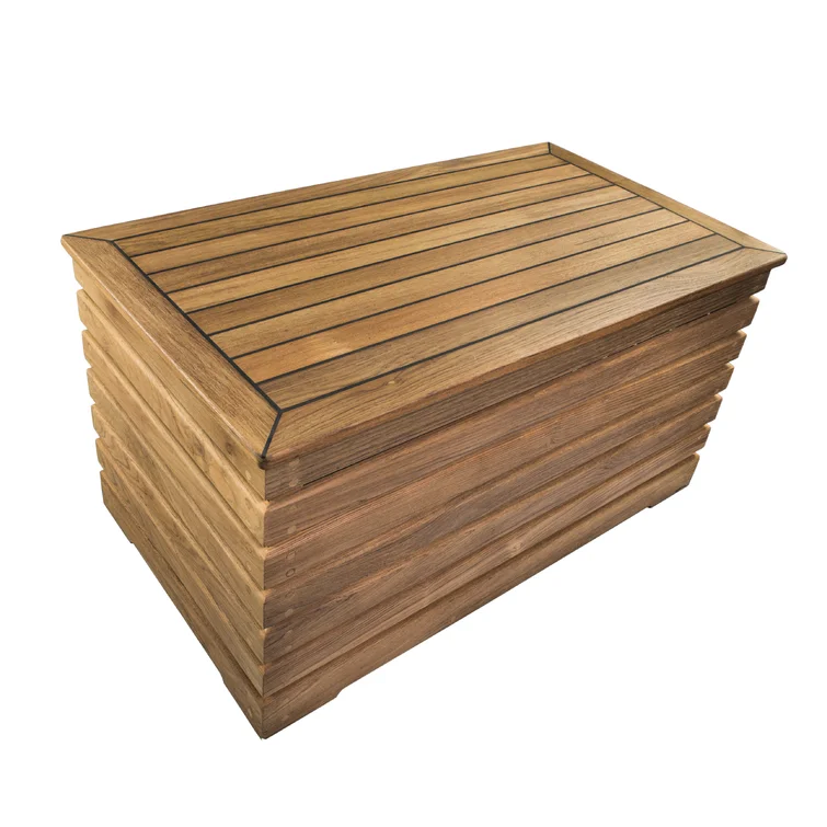 Madison Bay Trading Company Andros 33.5'' W 24 Gallons Solid Wood Teak Deck Box in Brown