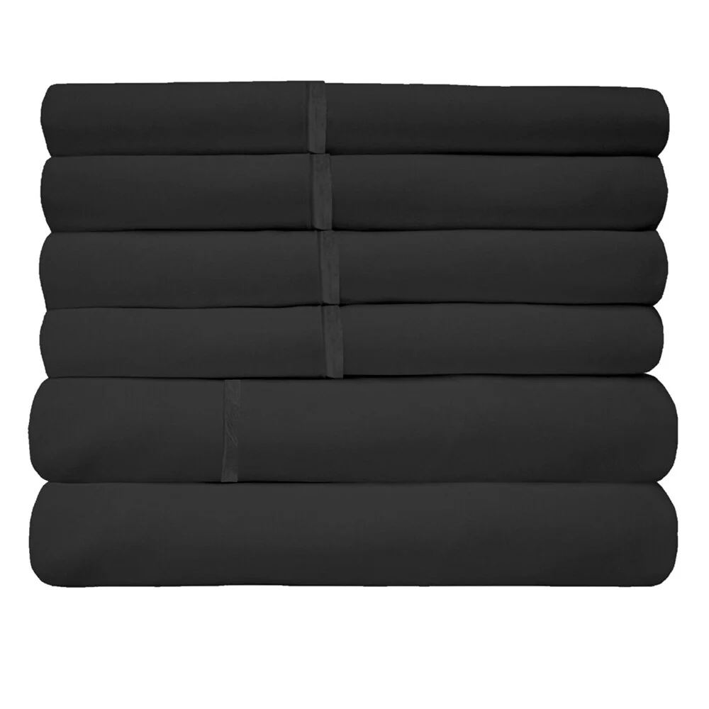 2200 Count 6 Pc Premium Bamboo Deep Pocket King Sheet Black