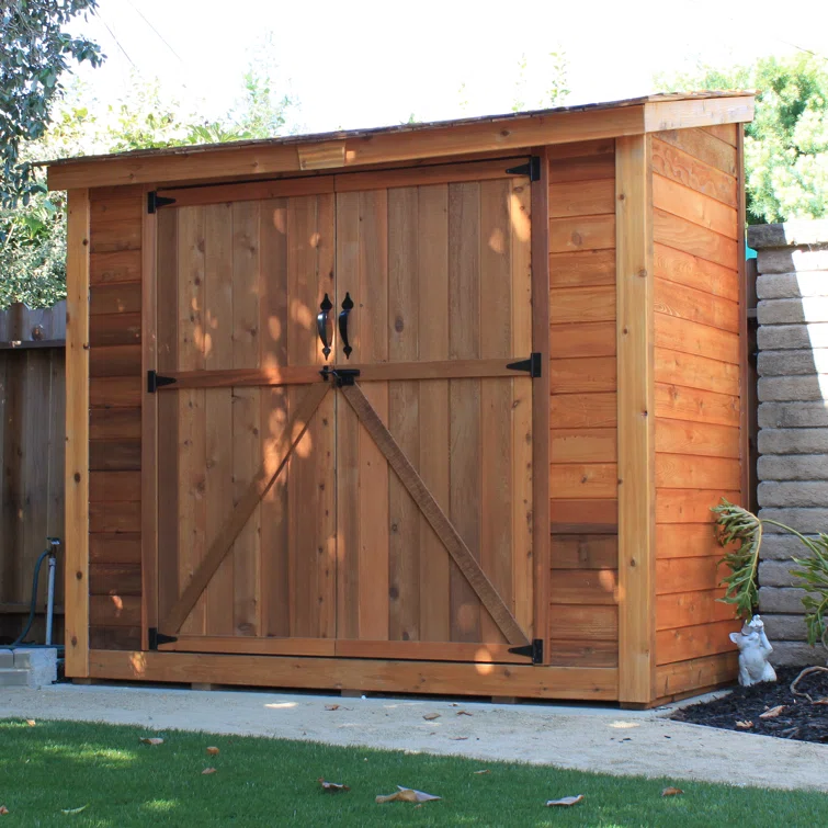 8 ft. W x 4 ft. D Double Door Cedar Wood Storage Shed