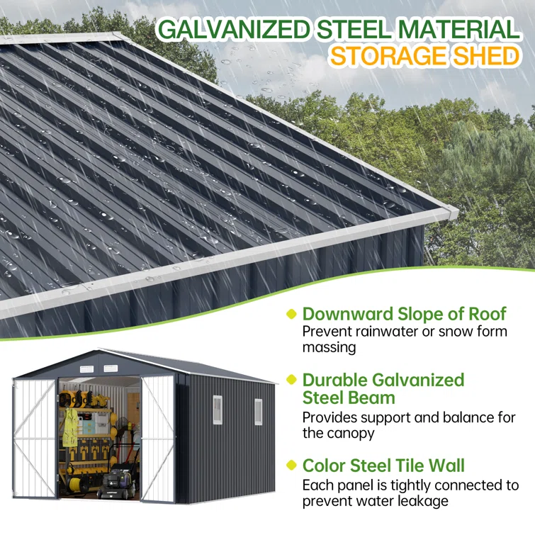 10 Ft. W X 12 Ft. D Outdoor Metal Storage Shed