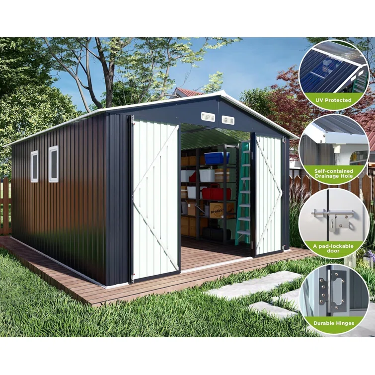 Nordic Cottage 12 ft. W x 10 ft. D Metal Storage Shed