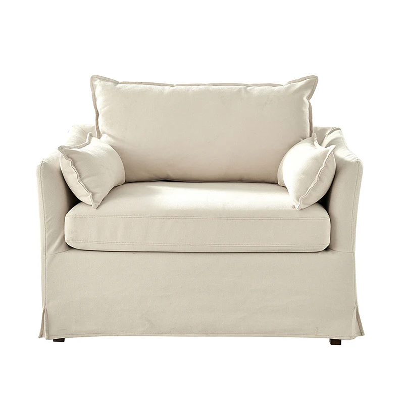 Miles Slipcovered Armchair with Large Ottoman