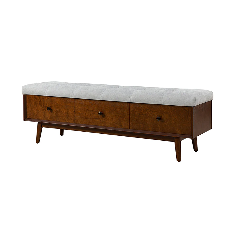 Cherry Upholstered Flip Top Storage Bench