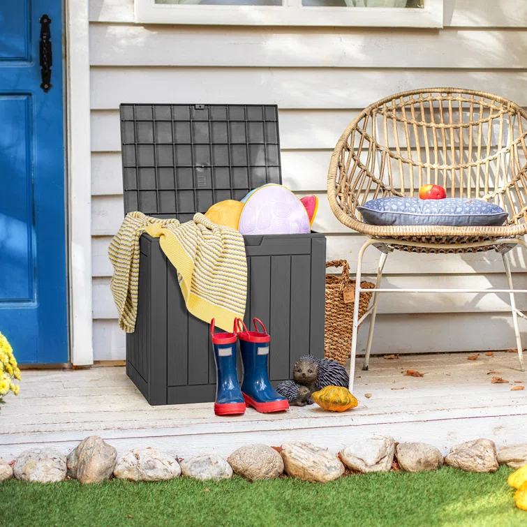 PAMAPIC 22.1'' W 31 Gallons Water Resistant Polypropylene Lockable Deck Box