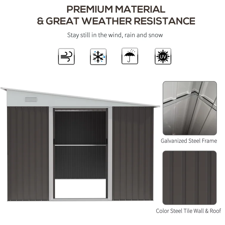 11 ft. W x 9 ft. D Galvanized Steel Storage Shed