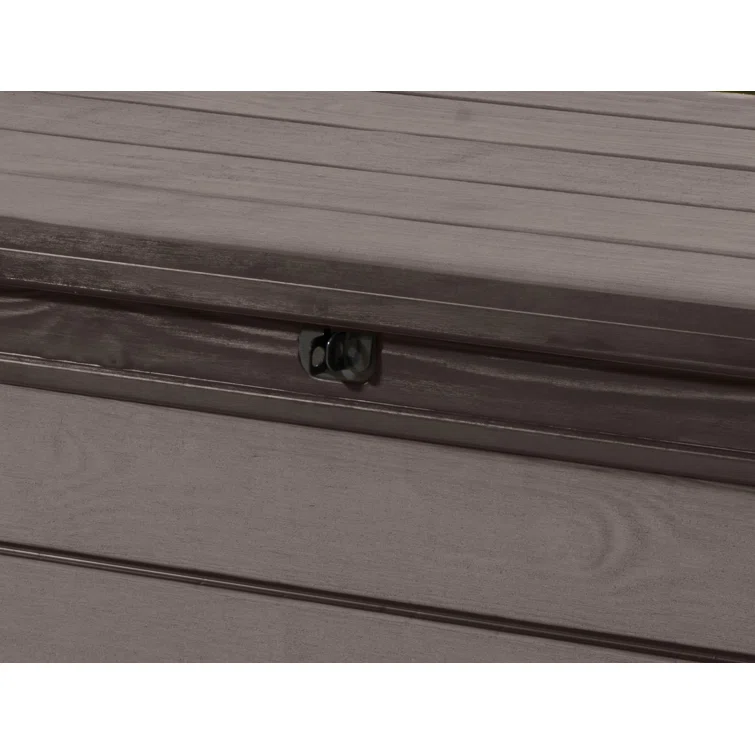 Keter Brushwood 120 Gallon Durable Resin Outdoor Storage and Organization Deck Box For Patio Furniture and Supplies, Brown