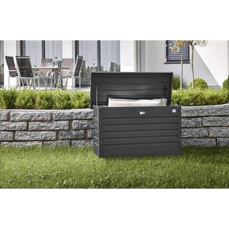 Biohort LeisureTime 51 Gallon Water Resistant Metal Deck Box with Lock in Dark Gray