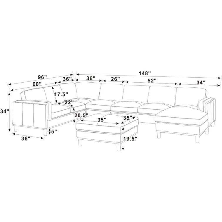 Jaxton 6 - Piece Upholstered Sectional